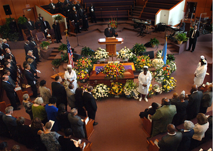Tribute to Bolling: The city and state's political leadership packed the Morningstar Baptist Church on Sept. 17 for the funeral of former Boston City Council President Bruce Bolling, who died on Sept. 11. Photo by Don West